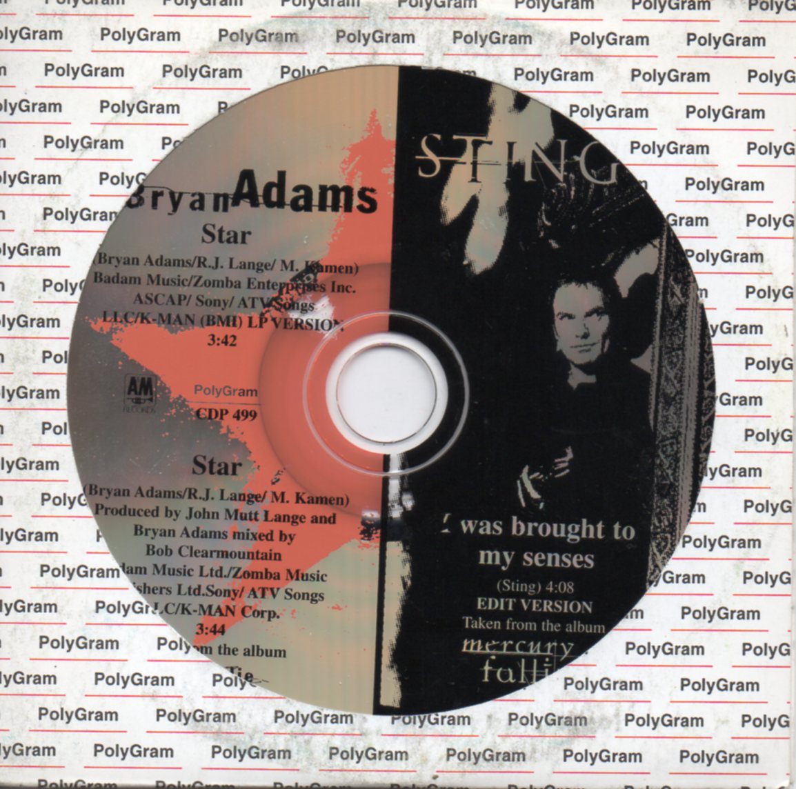 Bryan ADAMS - STING - Star - I Was Brought To My Senses Promo Mexico 3-track