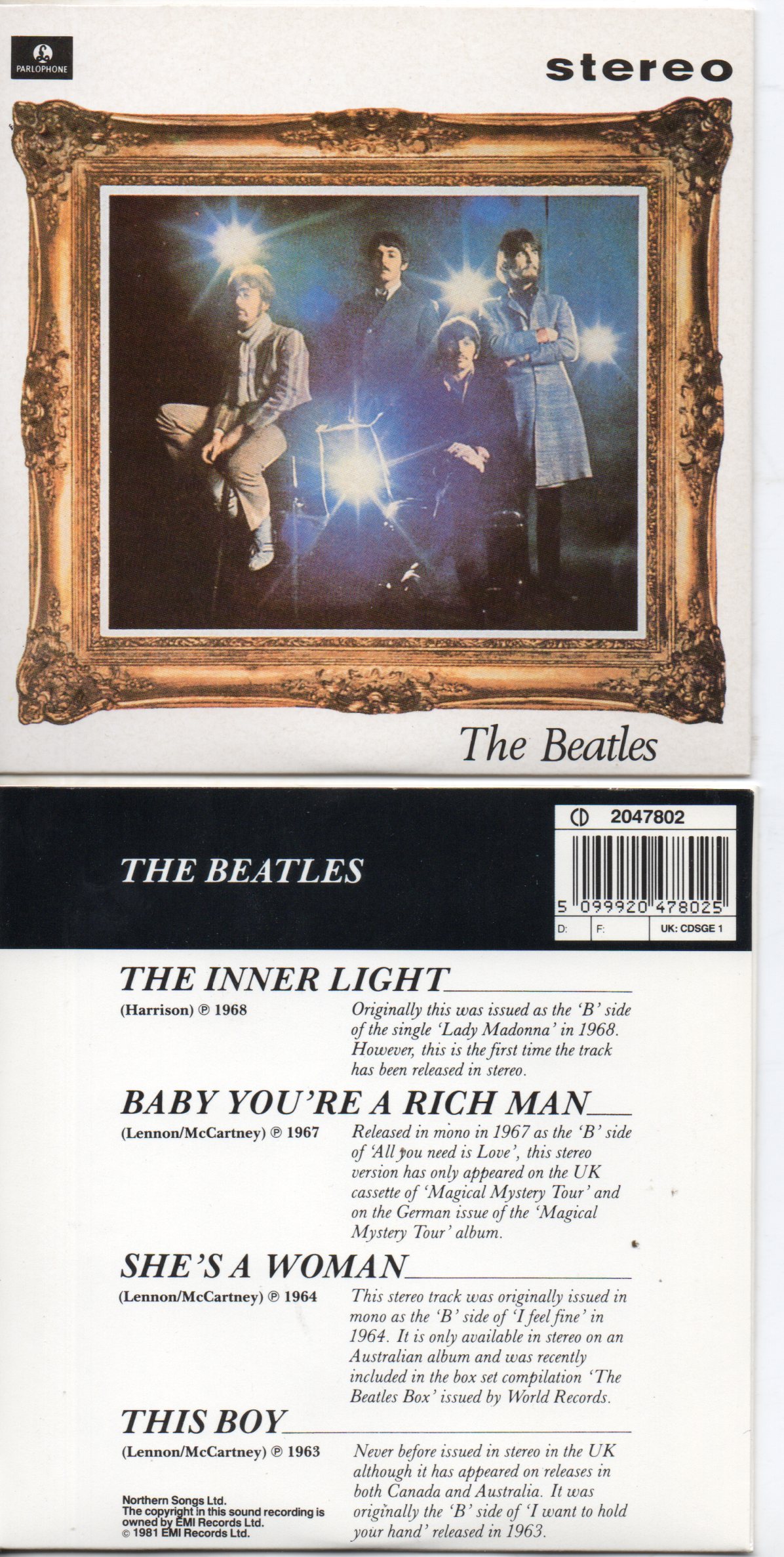 BEATLES - The Inner Light Ep 4-track Card Sleeve