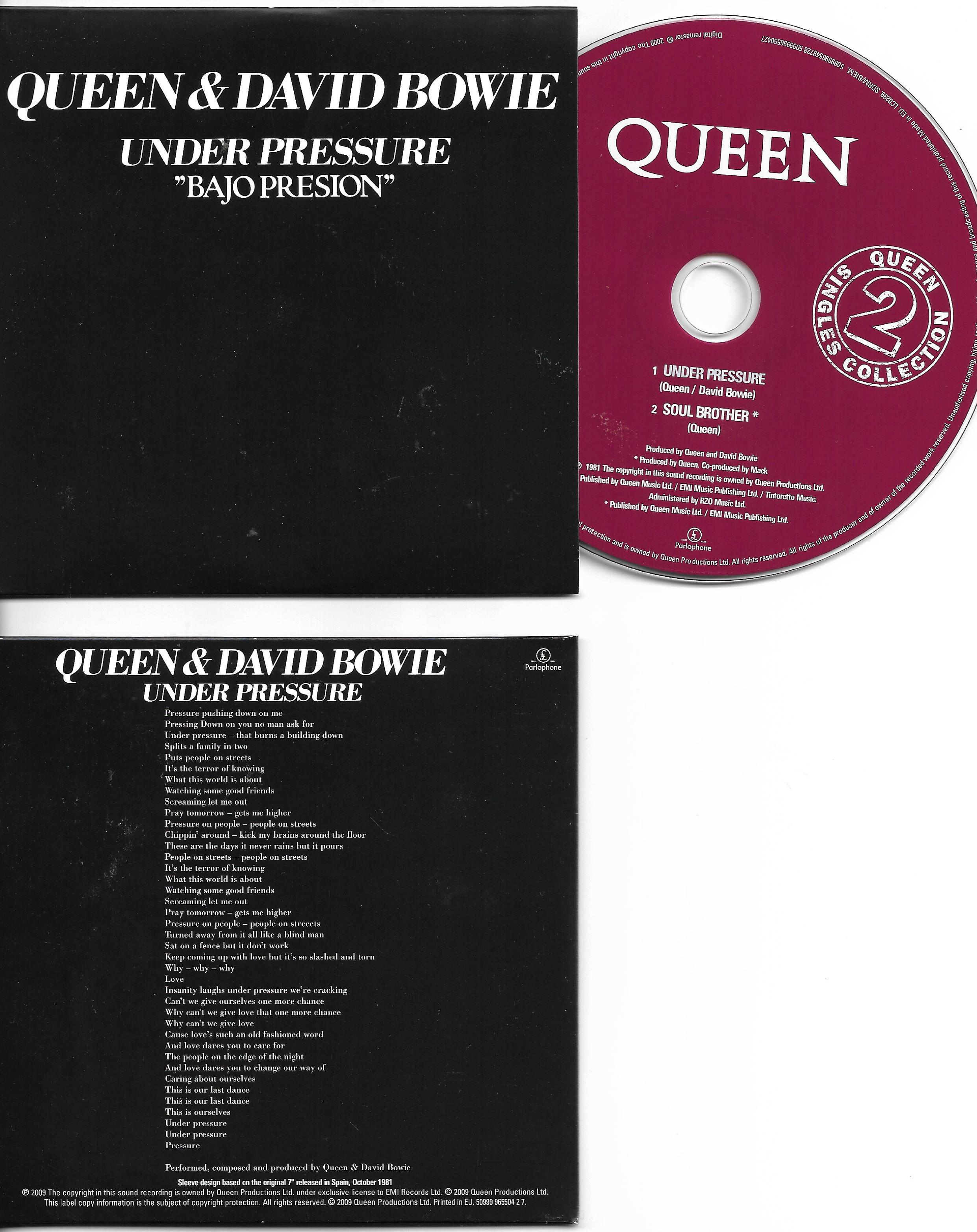 QUEEN & David BOWIE - Under Pressure + Spain + 2-track Card Sleeve - Reedition Du 45t Original - - Reissue Of Original 7&q