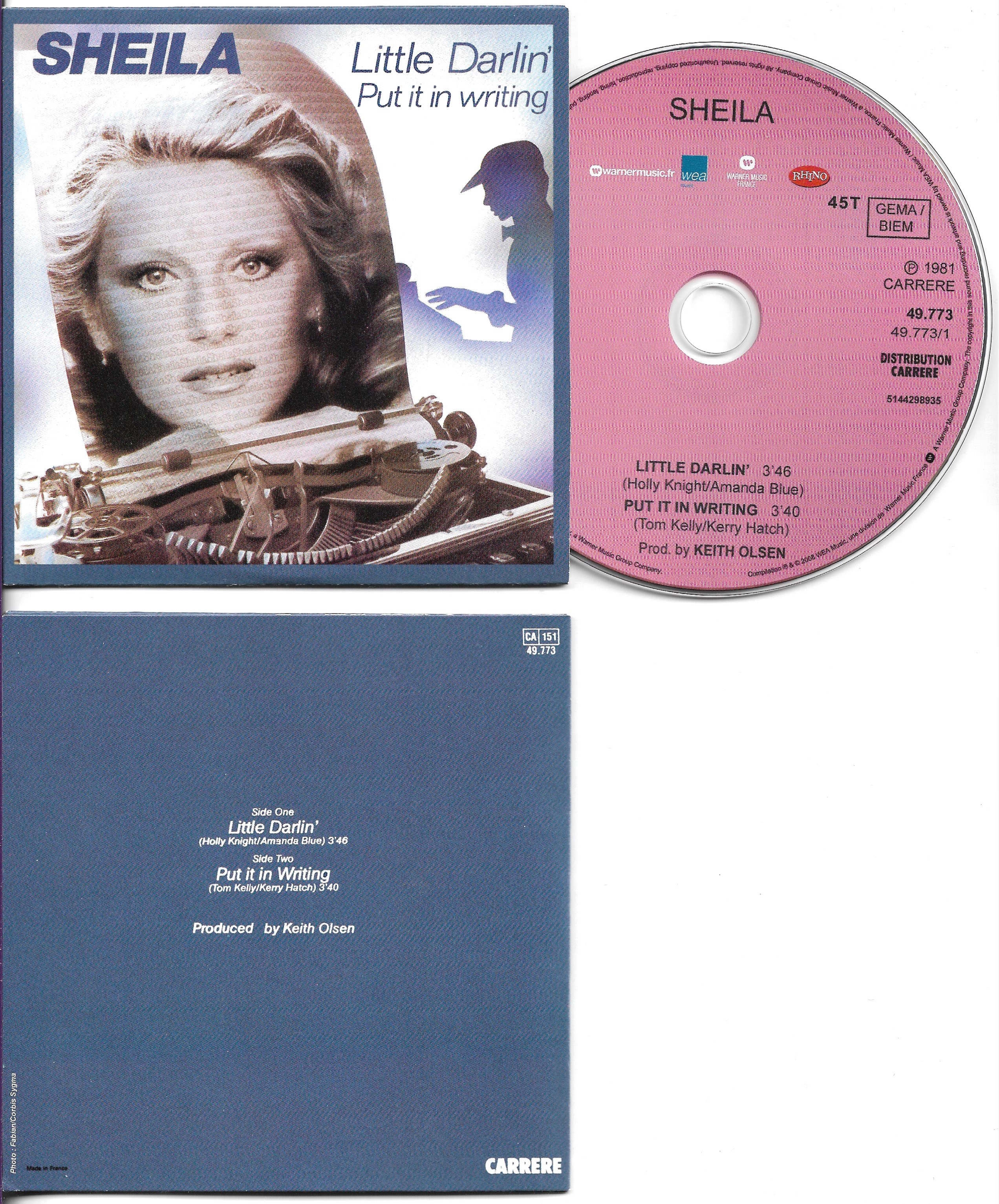 SHEILA - KEITH OLSEN - Little Darlin 2-track Card Sleeve