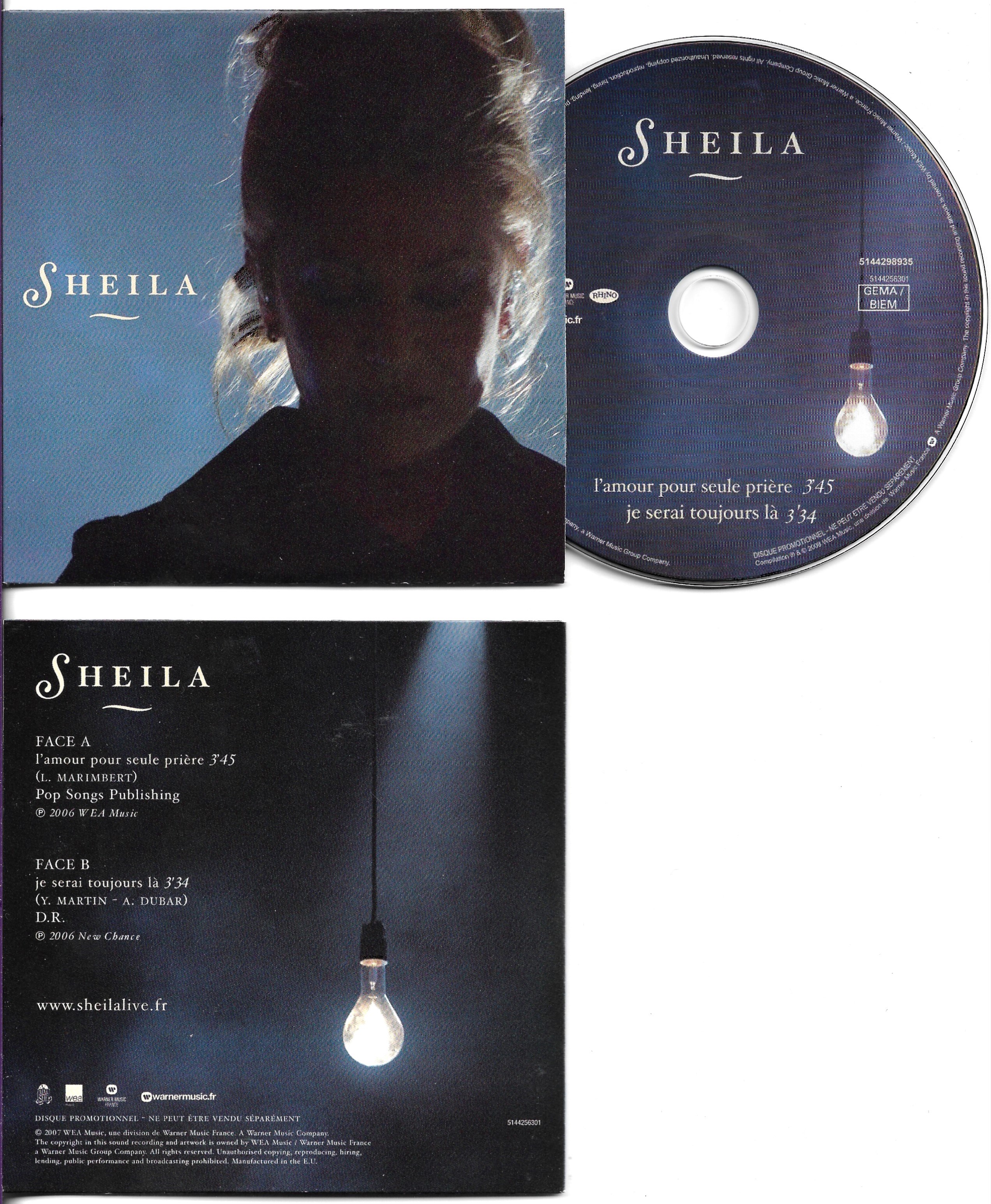 SHEILA - L'amour Pour Seule Priere - 2-track Card Sleeve